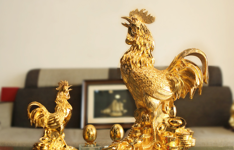 tượng gà mạ vàng 5